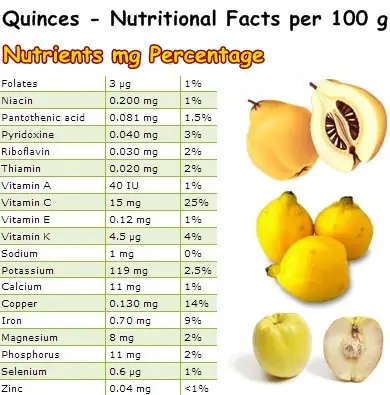 Nutritional Facts Quinces