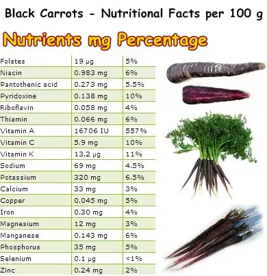 Nutritional Facts Black Carrots