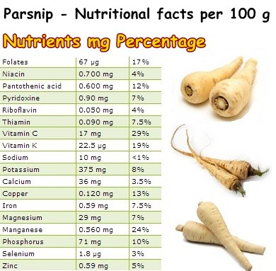 Nutritional Facts Parsnip