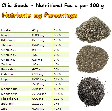 Nutritional Facts Chia Seeds