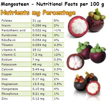 Nutritional Facts mangosteen