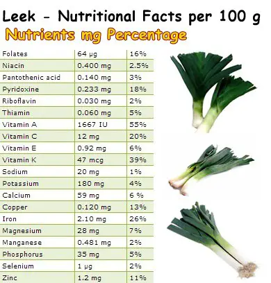Nutritional Facts Leek