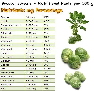 Nutritional Facts Brussel sprouts