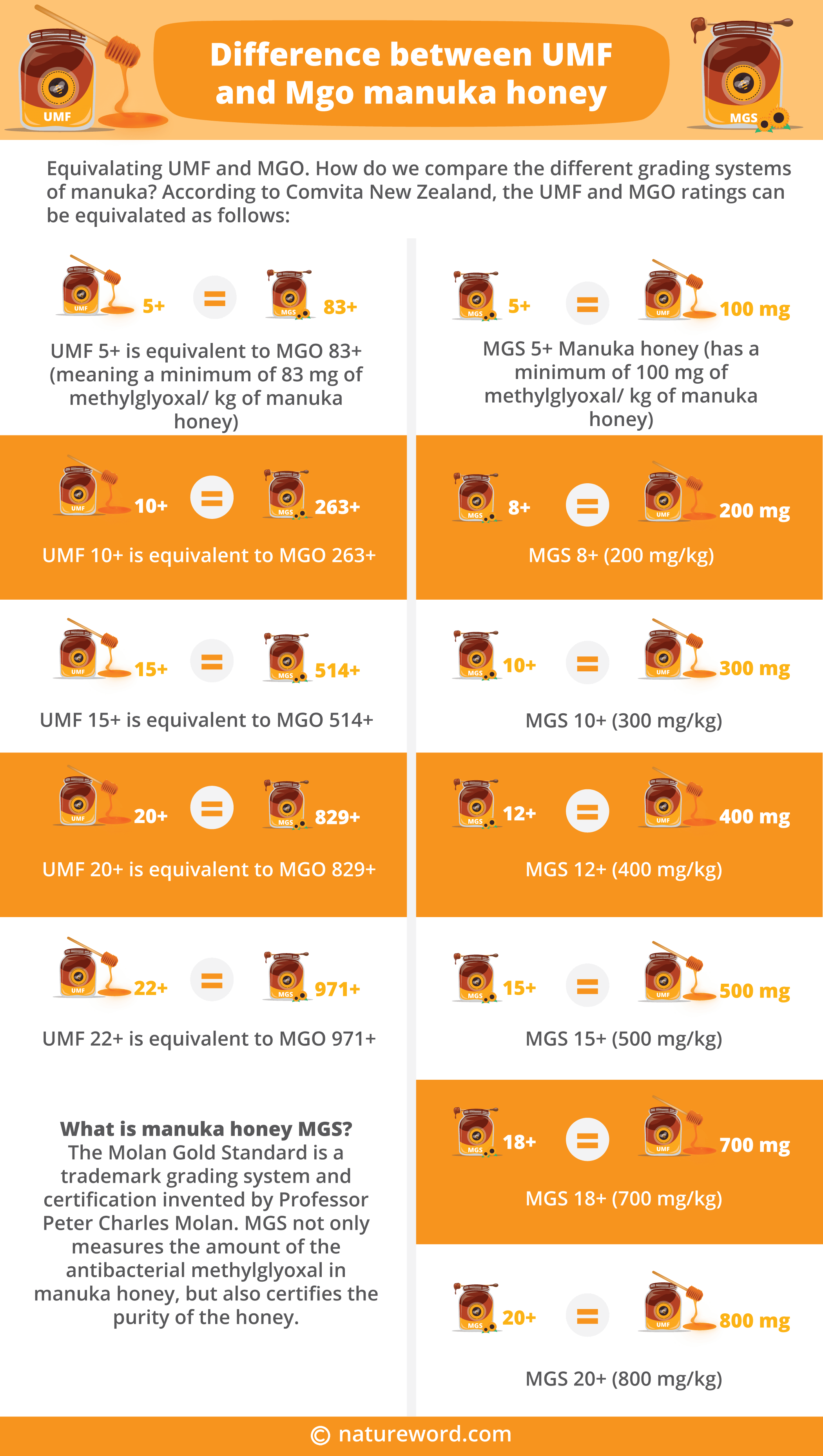 Manuka Honey Rating Chart