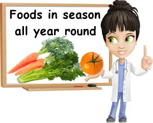 Fruits vegetables in season all year round