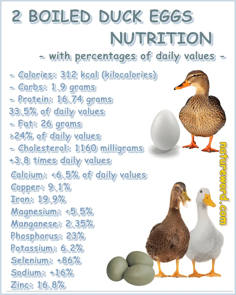 Boiled duck eggs nutrition chart