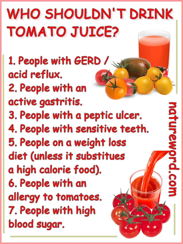 Who shouldn't drink tomato juice