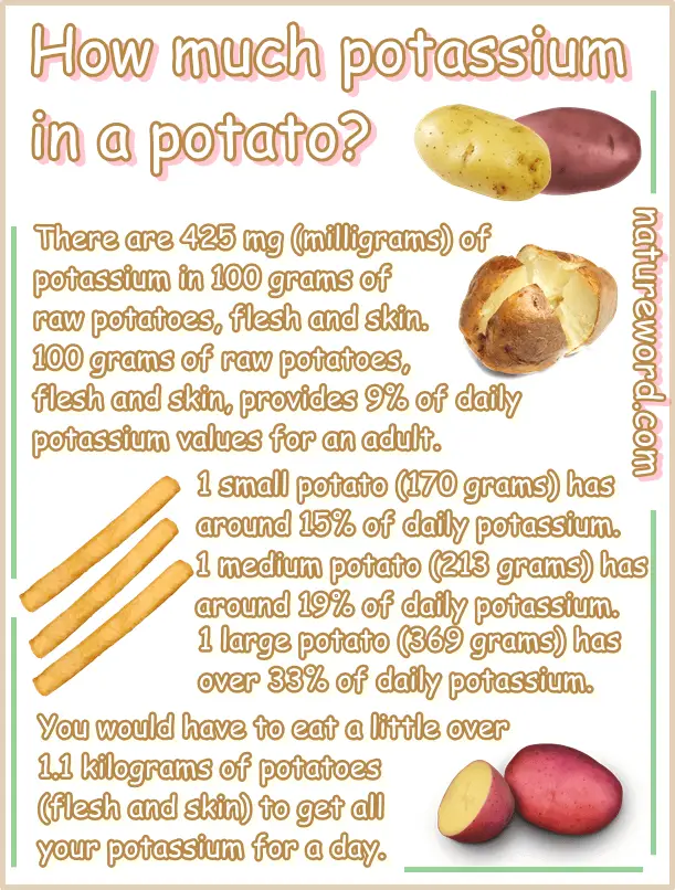 How much potassium in potato