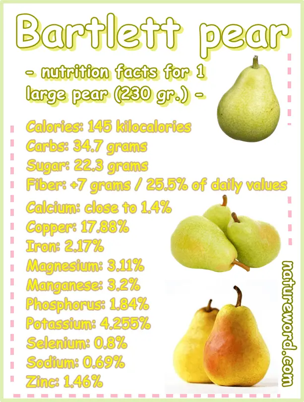 Bartlett pear large nutrition and calories