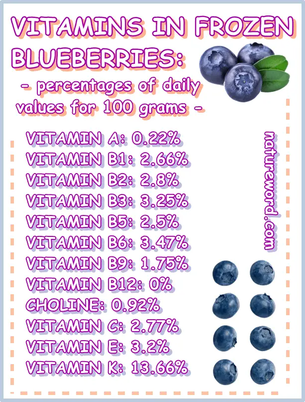 Frozen blueberries vitamins 100 grams